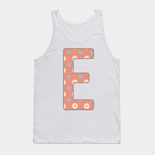 MONOGRAM LETTER E PINK FLORAL TYPOGRAPHY DESIGN Tank Top by Rhubarb Myrtle